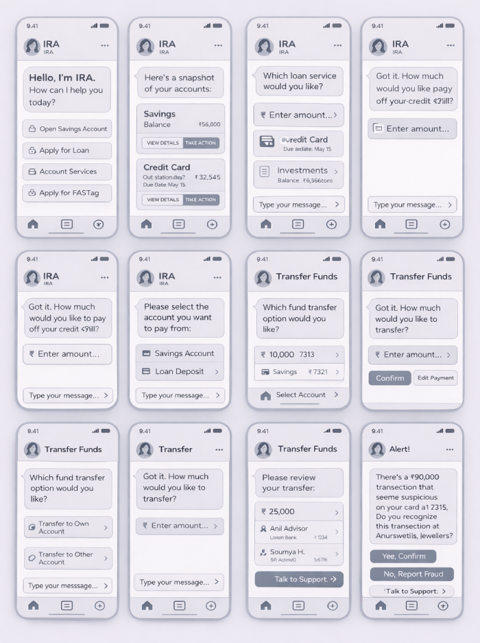 Digital wireframes — structured conversation flows and interaction patterns
